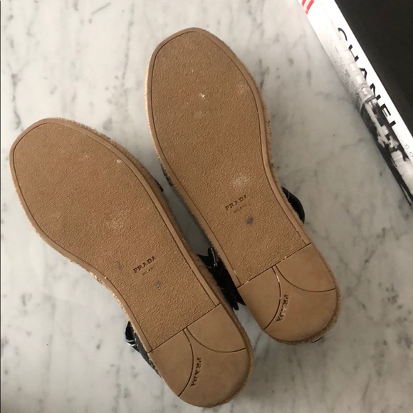 Prada 38 Leather Espadrilles Shoes - Picture 3 of 3